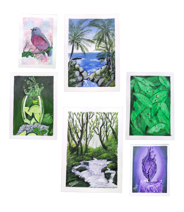 Set of 6 paintings- Acrylic on paper