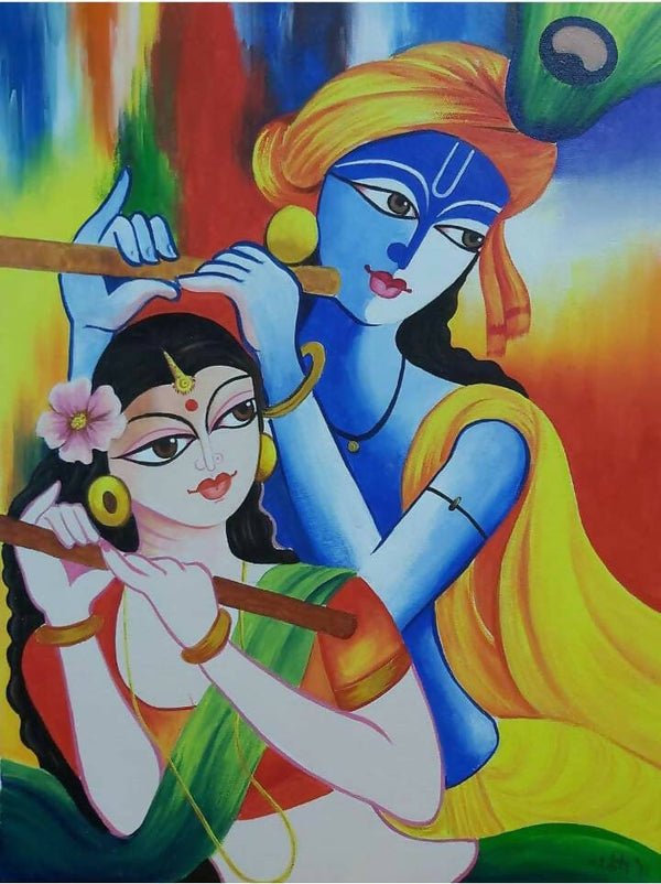 Radha krishna oil painting