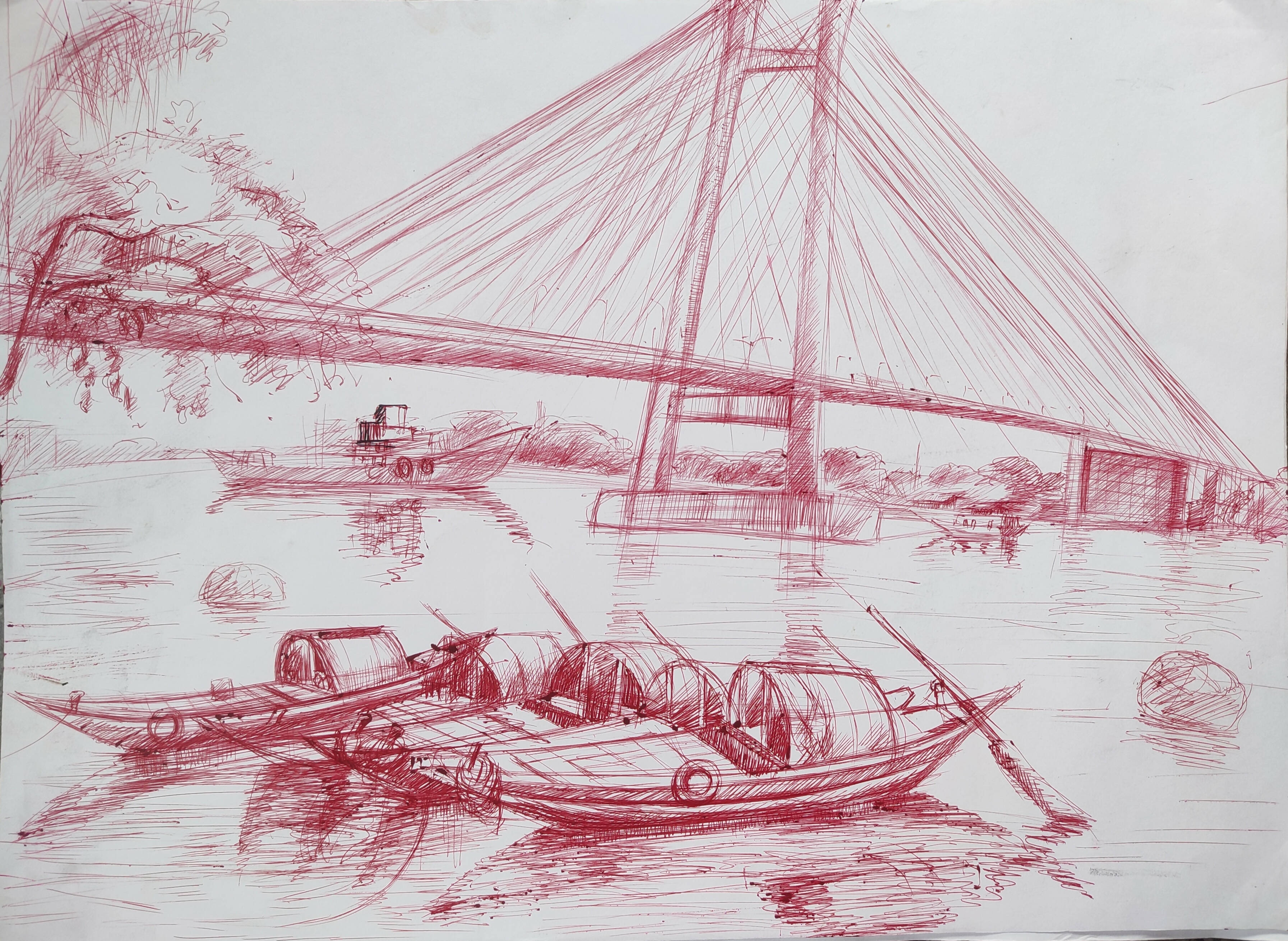 Princepghat Boats painting