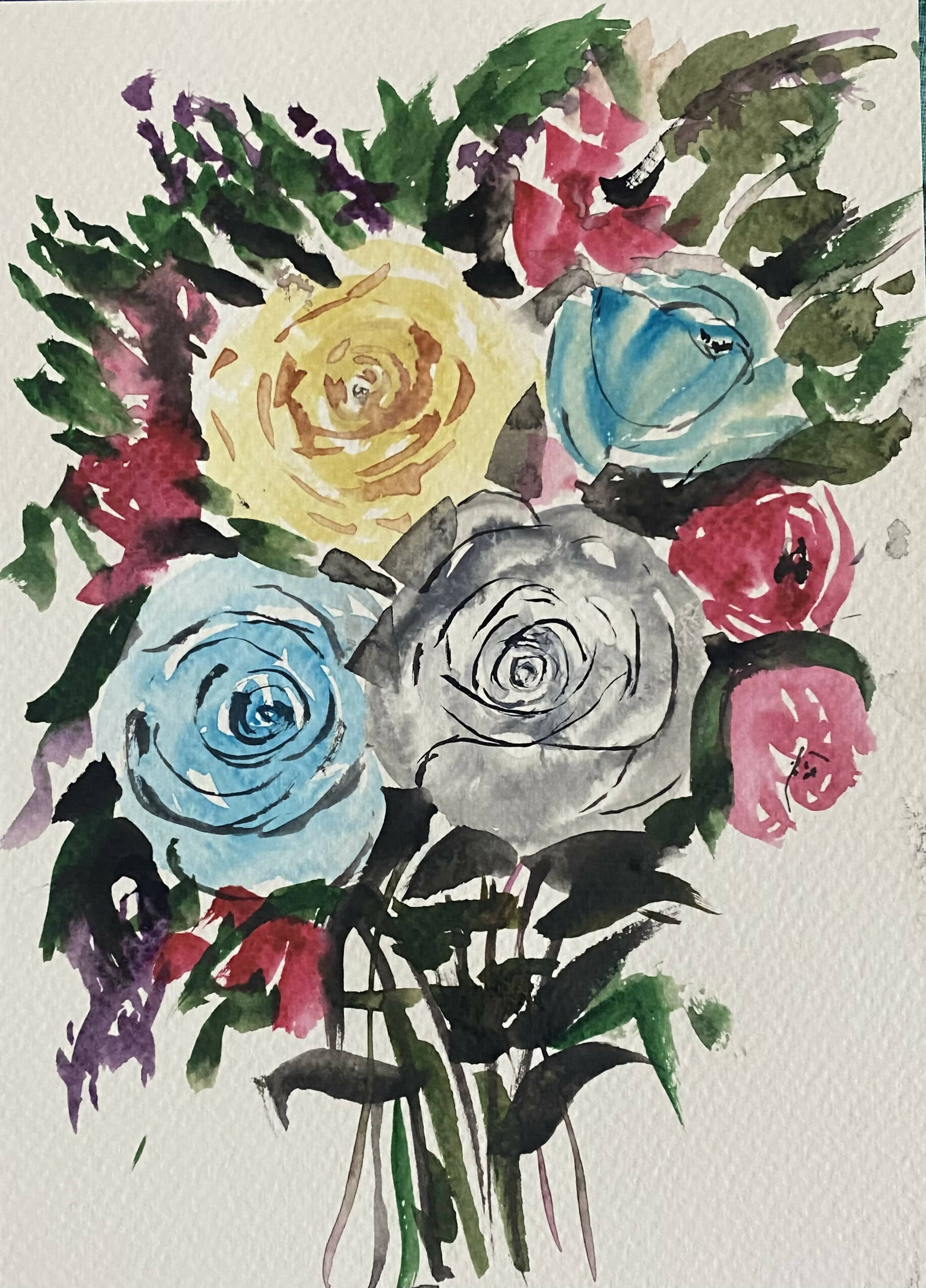 Flowers forever, bouquet painting