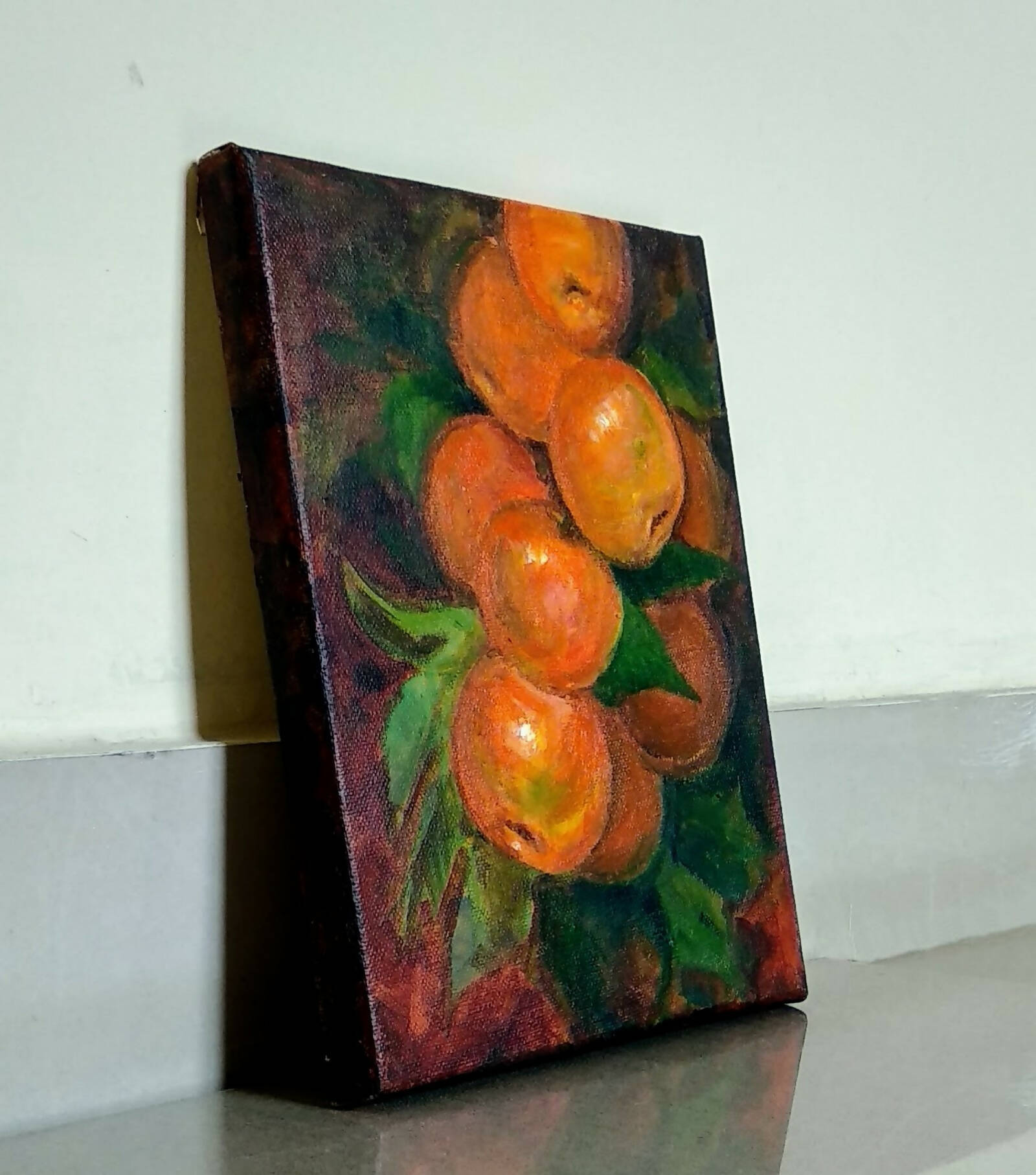 Oranges on a tree, Mandarin canvas painting