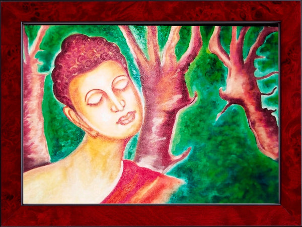 5 faces of lord buddha in tree