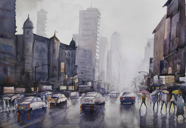 City street at Rainy day