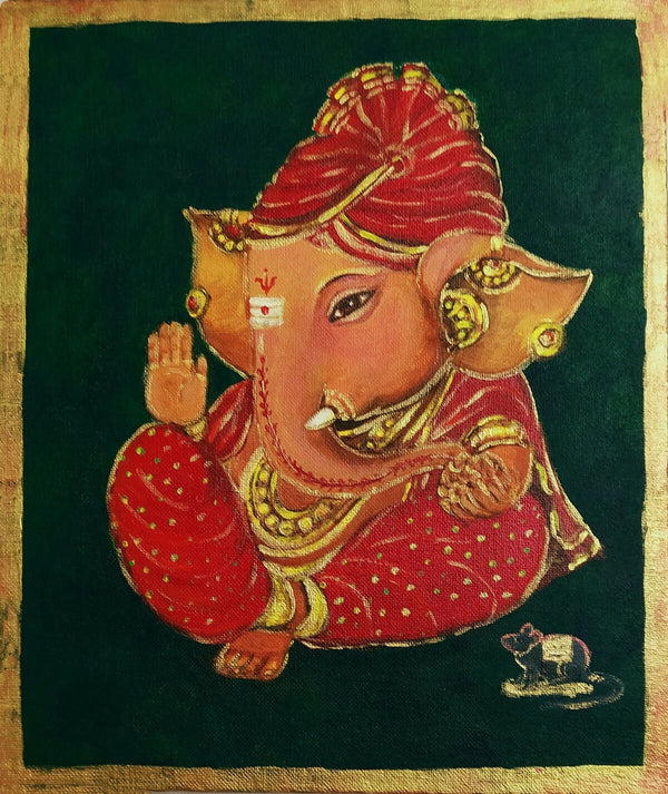 Lord Ganesh in Red Silk