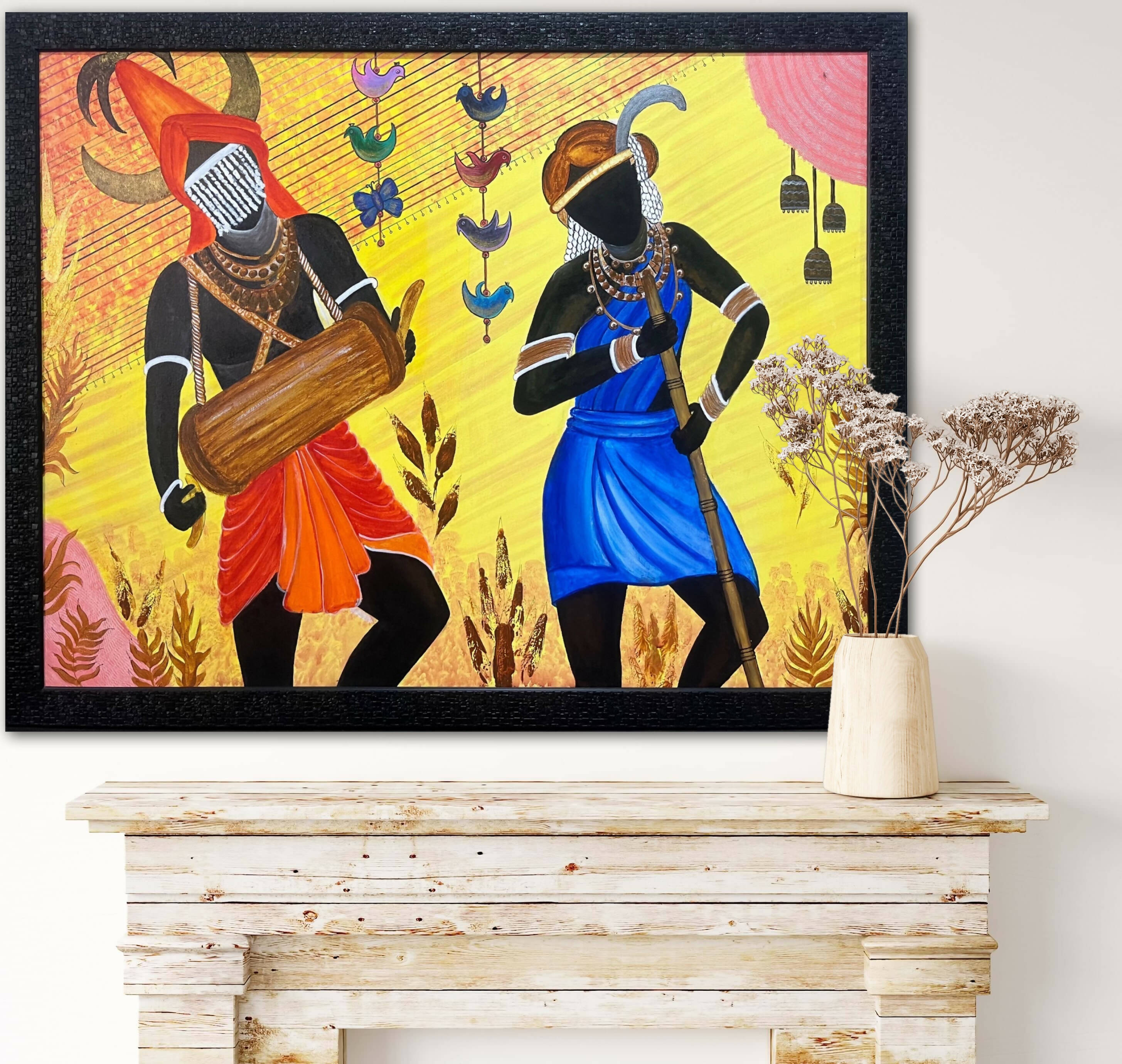 Bastar Arts Tribal Men & Women Painting | Digital Reprint 24 inch x 29 inch  Painting Price in India - Buy Bastar Arts Tribal Men & Women Painting |  Digital Reprint 24