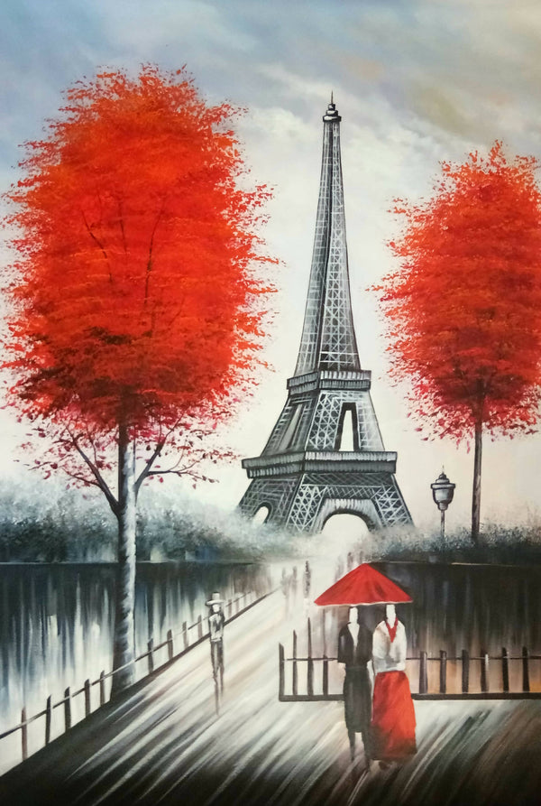 Landscape painting of eiffel tower