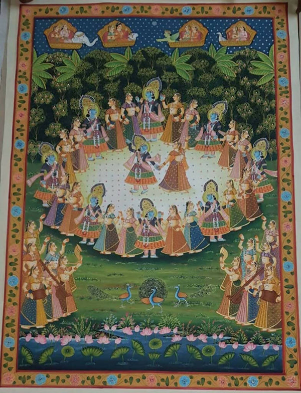 Pichwai Painting of Lord krishna with cows Radha Krishna painting