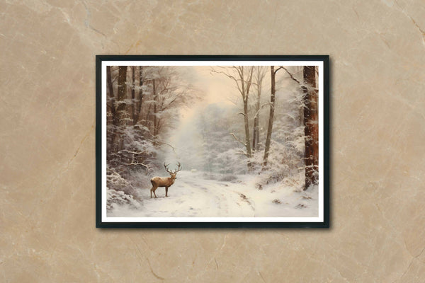Vintage Wilderness: Majestic Deer Canvas Painting