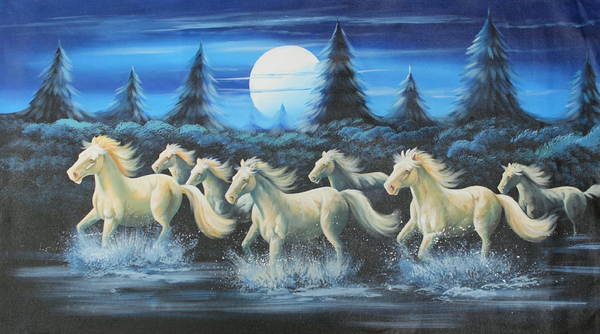 7 Horses Running On water