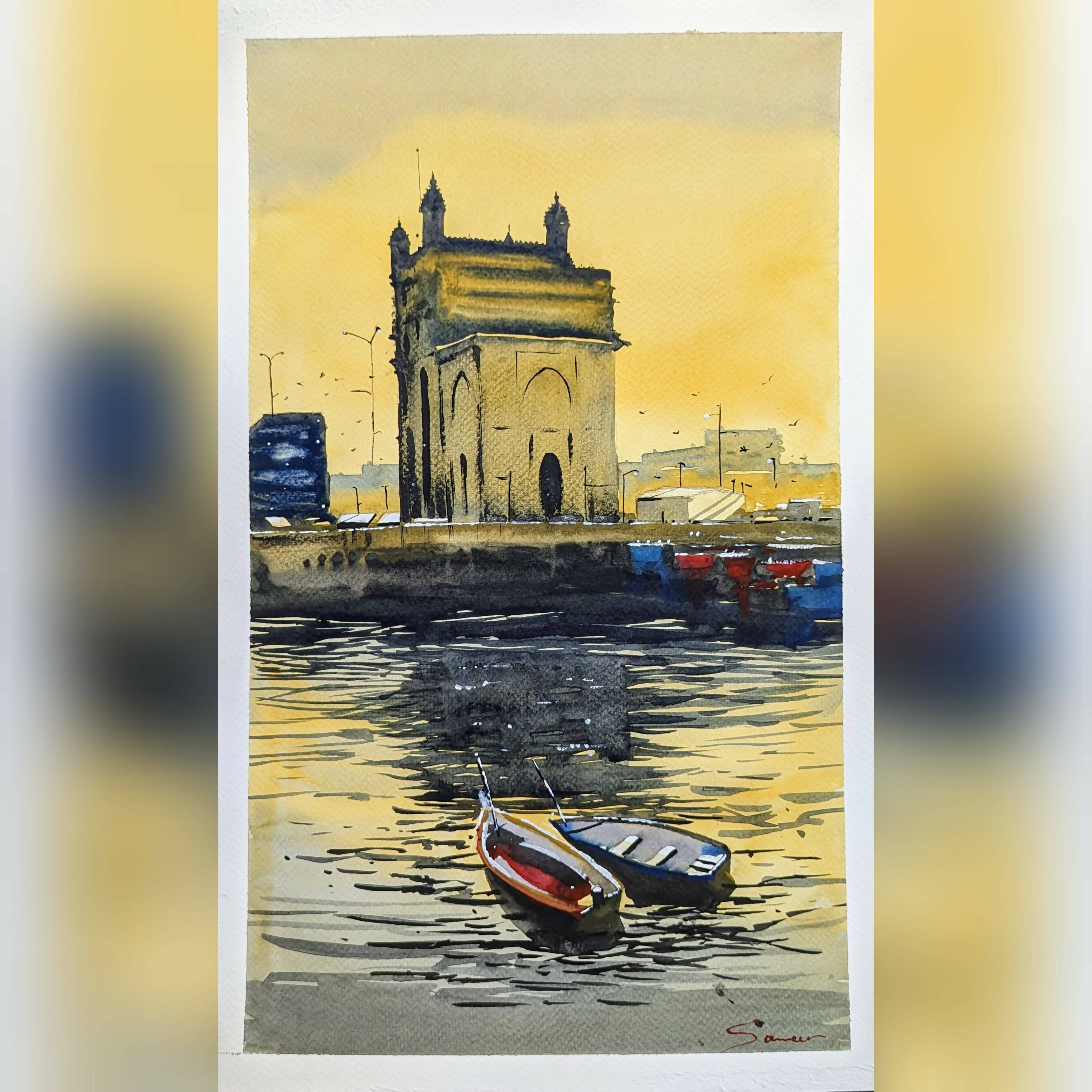 Watercolor Sketch India Gate New Delhi Stock Vector (Royalty Free)  710181601 | Shutterstock