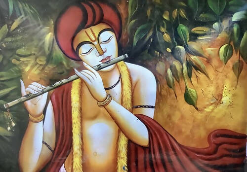 Lord Krishna playing with flute