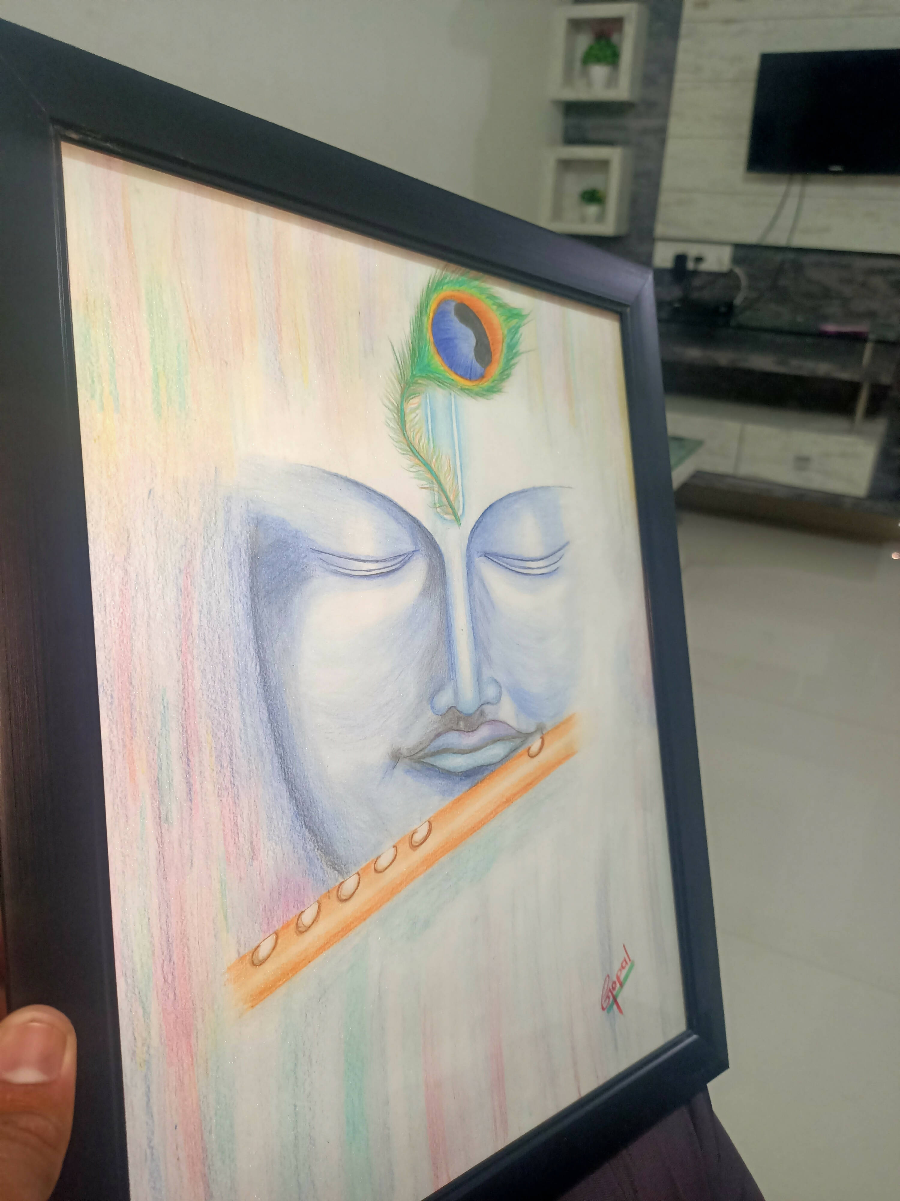Krishna, Drawing by Hiten Mistry | Artmajeur