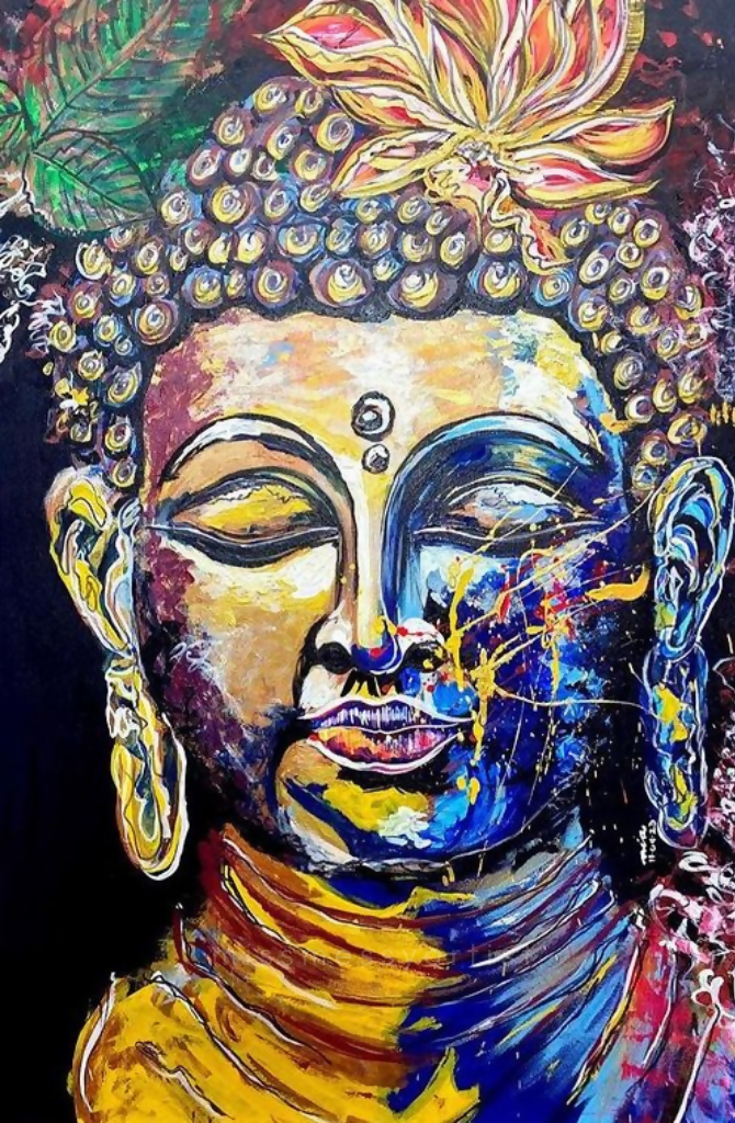 THE DIVINE BUDDHA - COLORFUL VIBRANT ORIGINAL ACRYLIC PAINTING