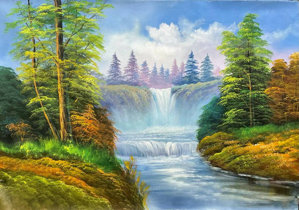 Waterfall's mountain scenery painting