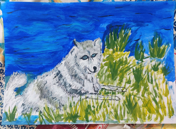 Husky dog acrylic painting