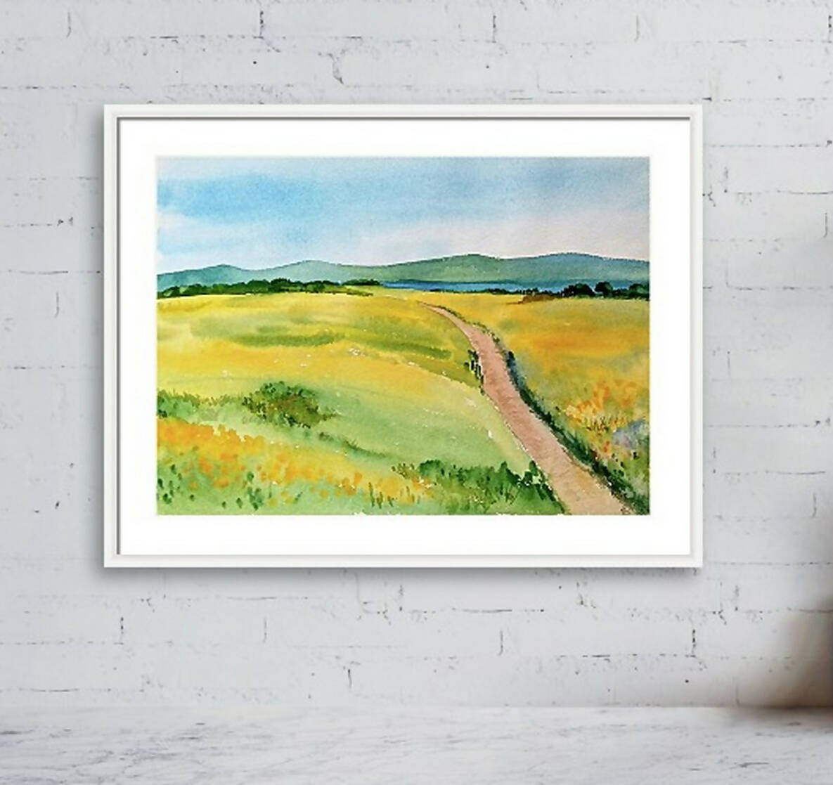 Summer Meadow Watercolor Landscape painting