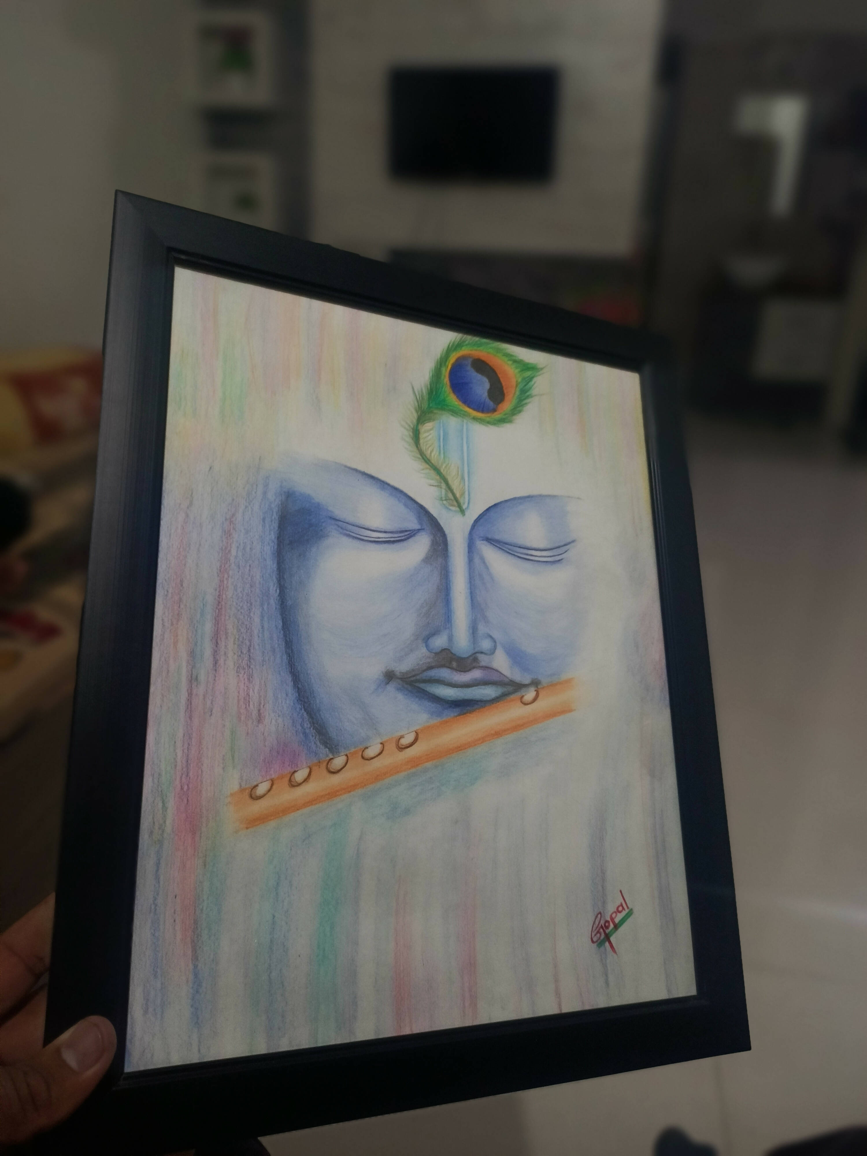 shree krishna Painting Photo Frame(symbol of peace)