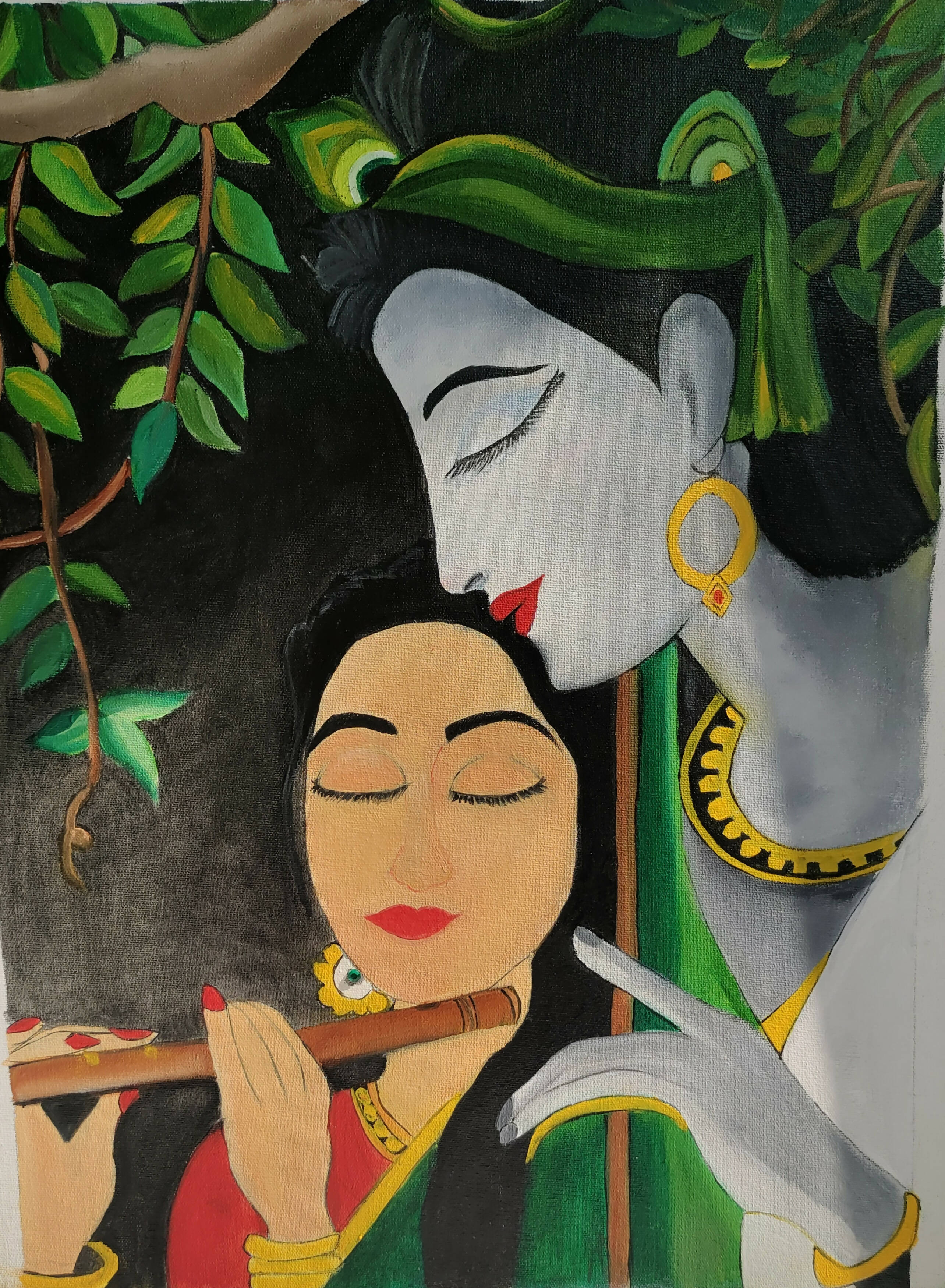 Buy Musical Soulsradha Krishna Radha Krishna Contemporary Modern  Traditional Style Painting Online in India - Etsy
