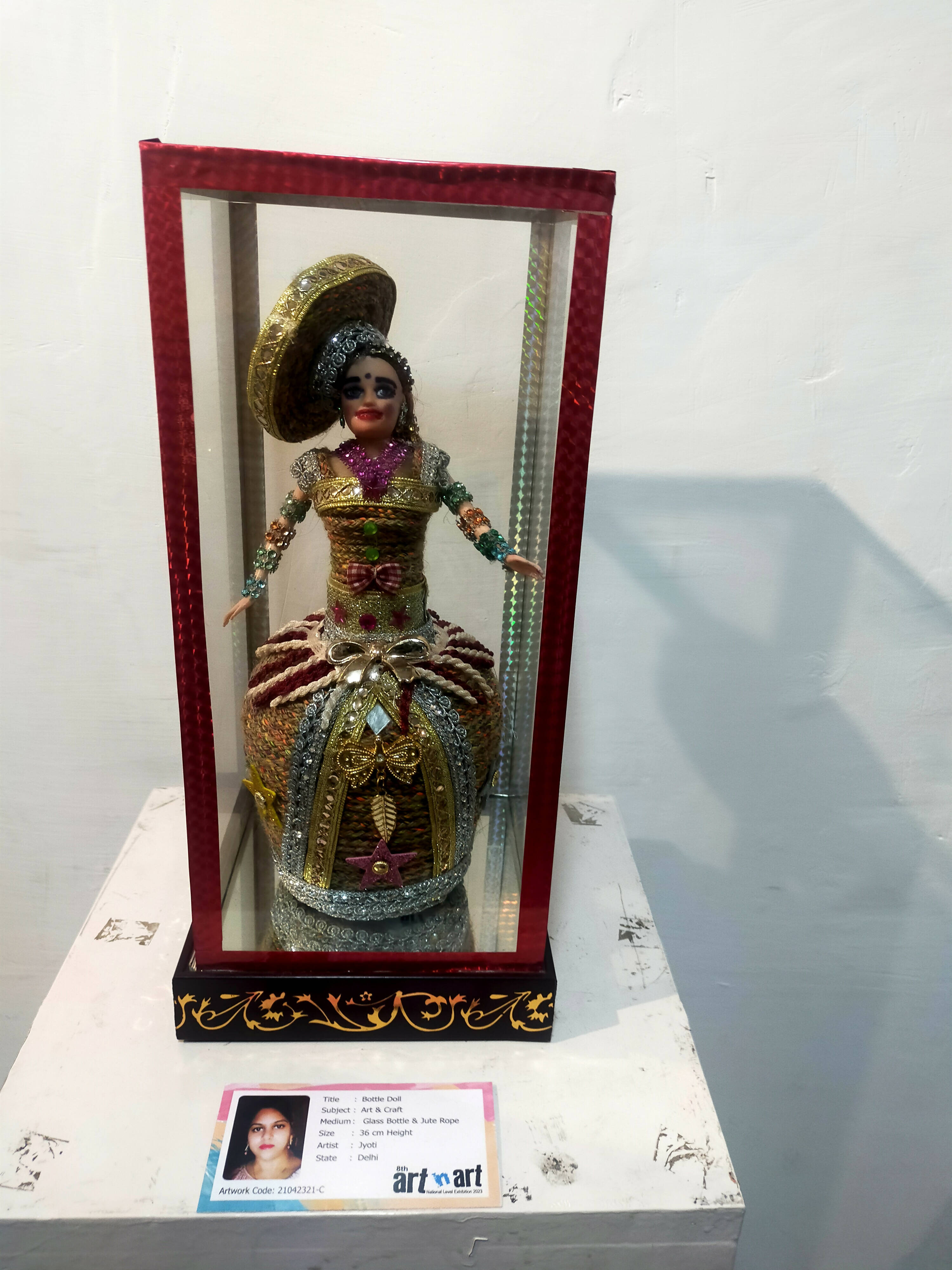 Show piece glass bottle doll