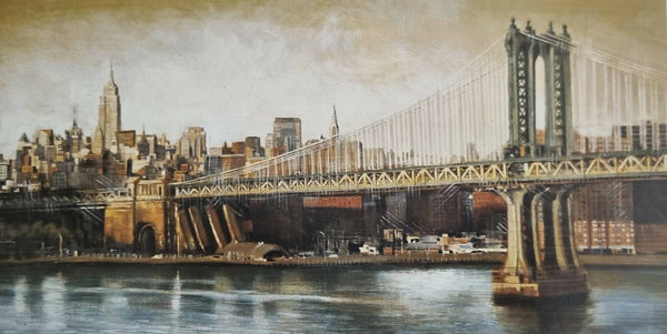 A bridge cityscape landscape painting
