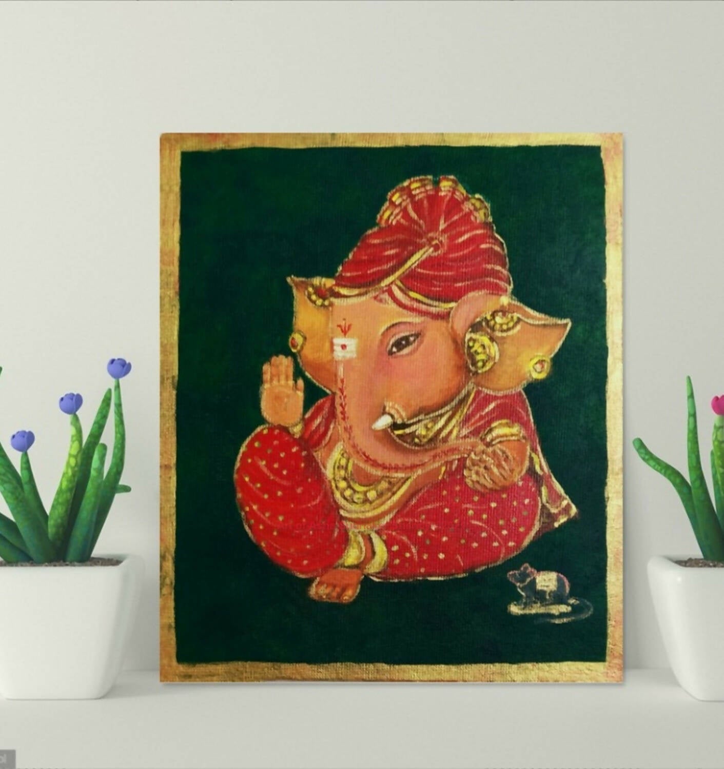 Lord Ganesh in Red Silk