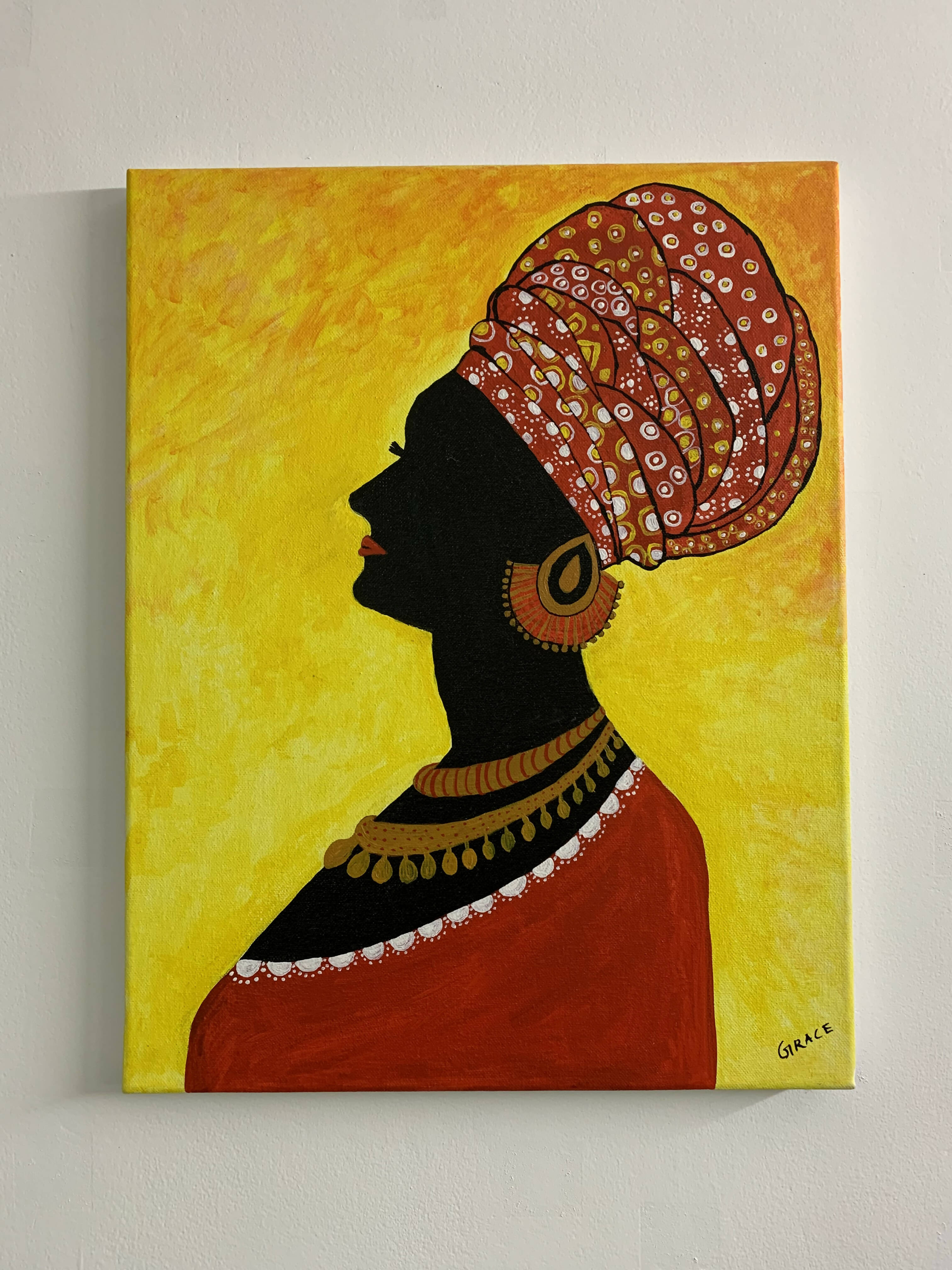 Lady in Red - African Art Painting