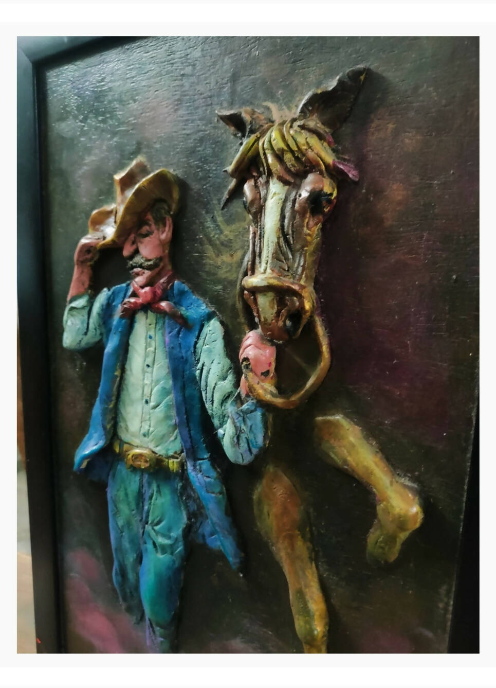 3D Embossed COW BOY Painting