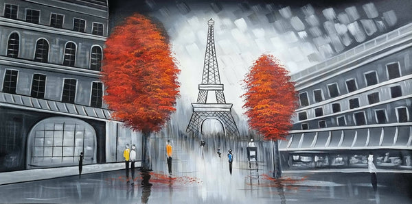 Way to Eiffel tower landscape painting
