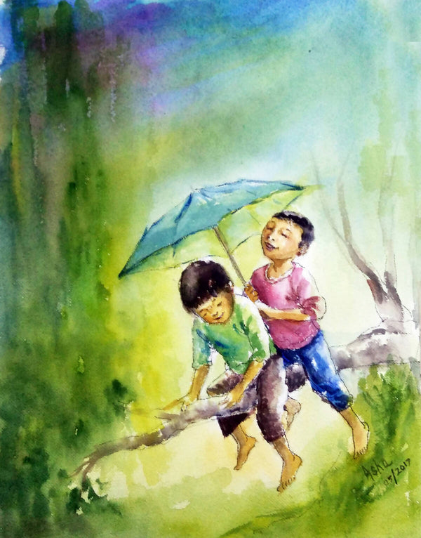 Children playing in rains - Joys of Childhood