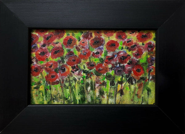 Poppy fields framed acrylic painting