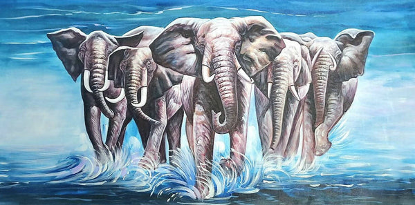 Running elephants painting