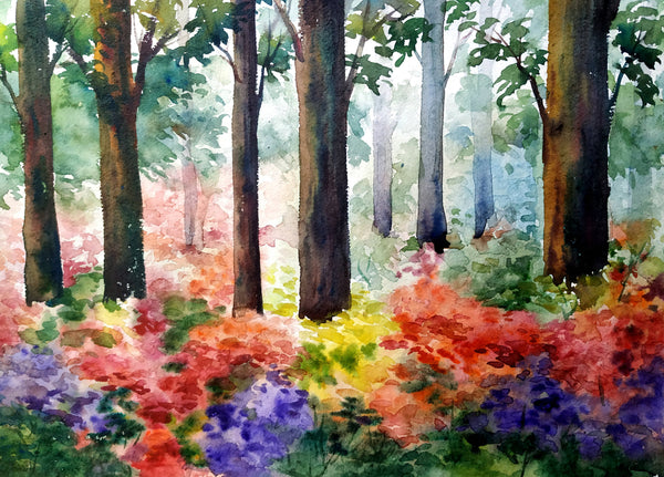 Flowers Garden inside a Forest
