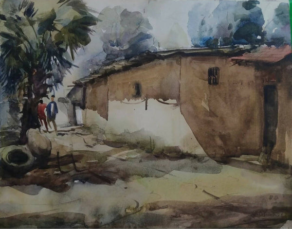 Village landscape painting