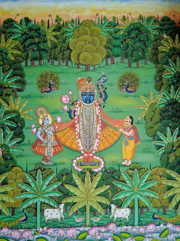 shrinath ji Handmade Pichwai Painting Lord Shrinath ji With Krishna