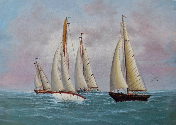 Ships in a sea landscape painting