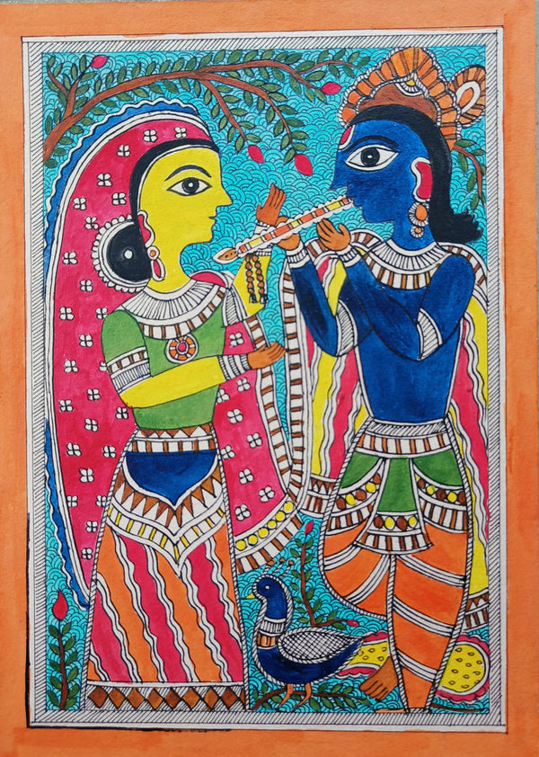 Madhubani Krishna and Radha