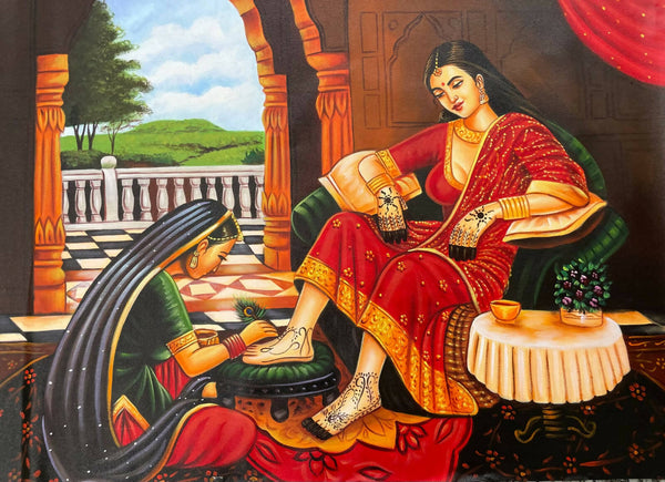 Rajasthani ladies mehndi painting