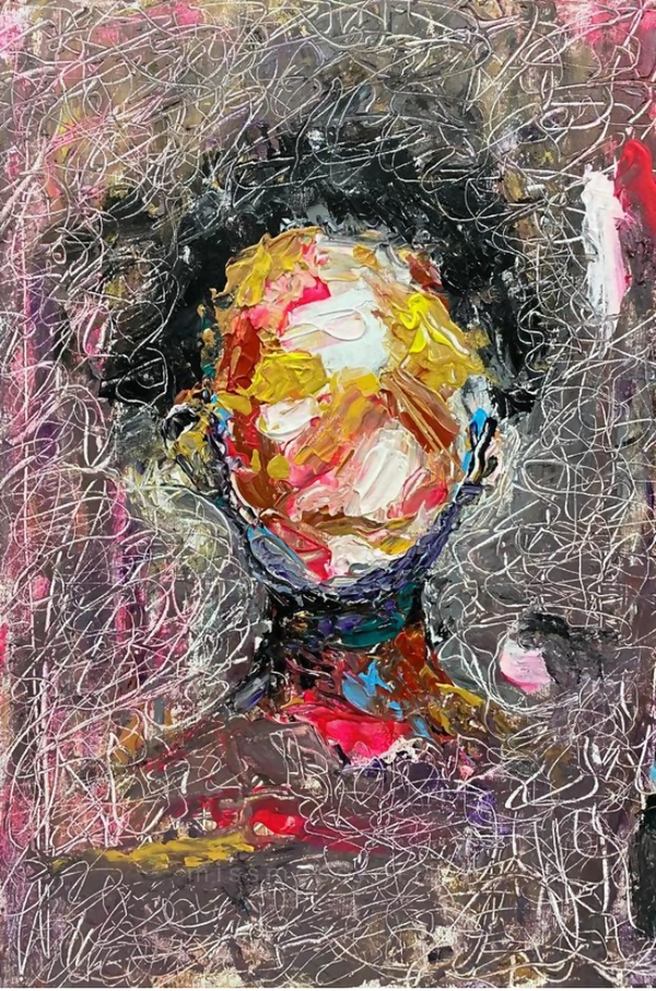 COLOURFUL CHAOS- ORIGINAL ACRYLIC ABSTRACT PORTRAIT PAINTING