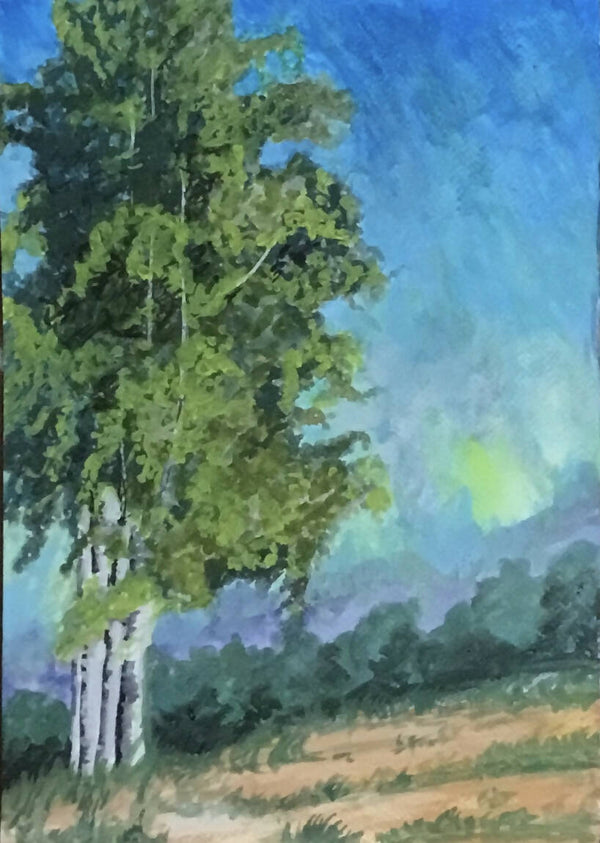 Birch trees with impressionist background