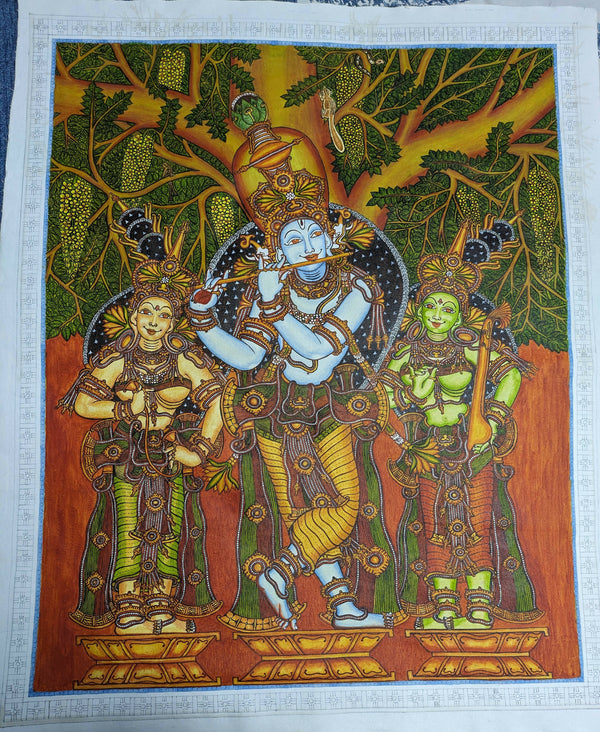 Lord Krishna with Rugmini and Sathyabhama