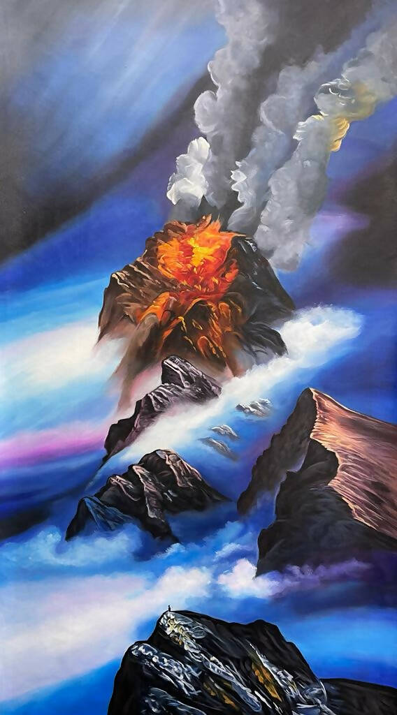 Volcanic mountains painting