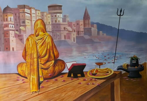 Banaras ghat painting for sale.