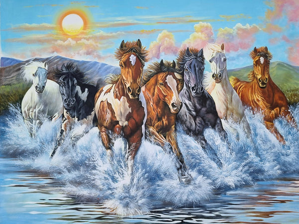 7 running horses painting vastu for sale