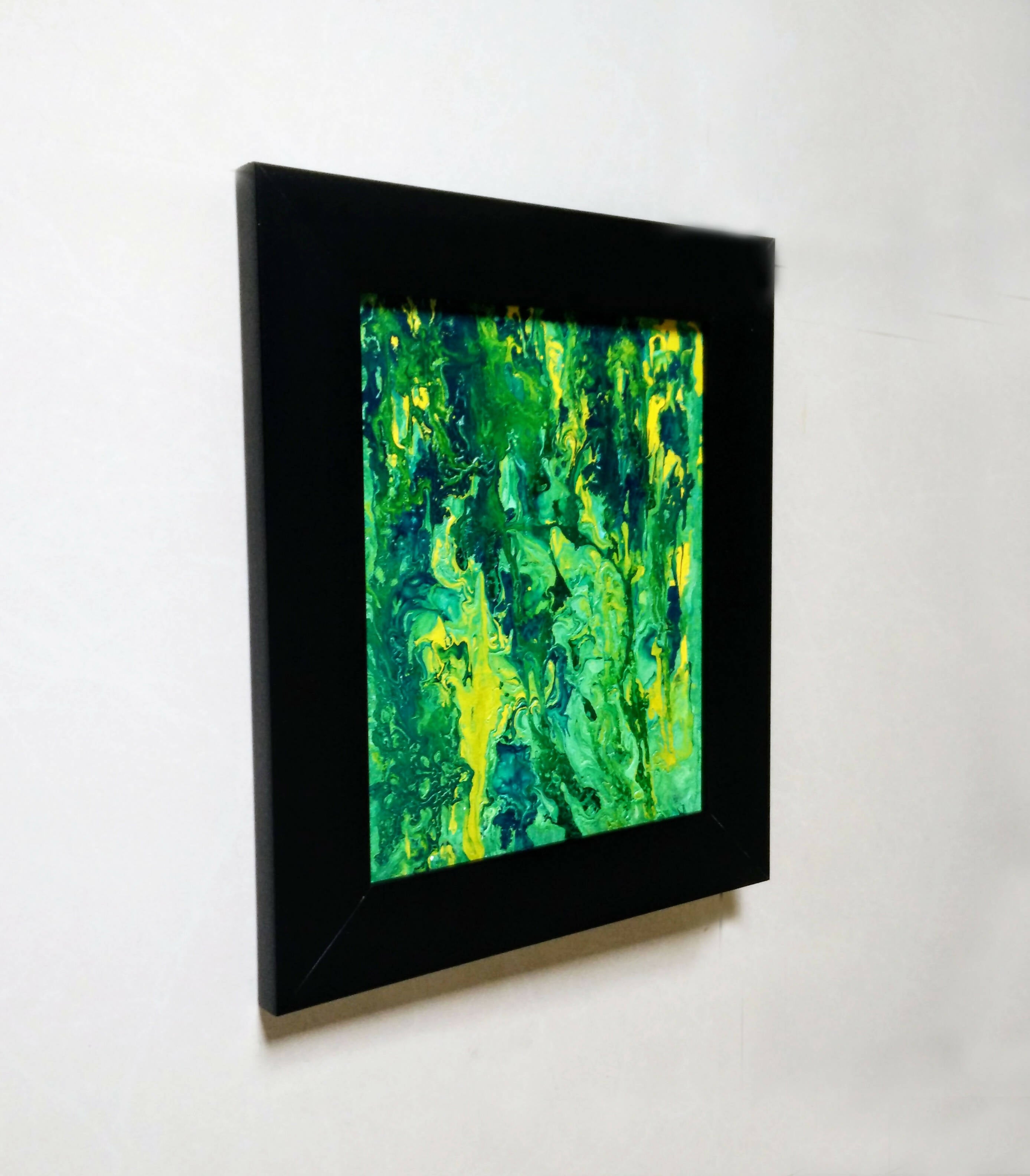 Abstract Green Valley Canvas painting with frame