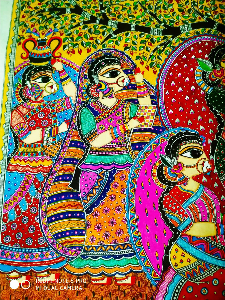 Hand Painted Madhubani Art depicting VAT Savitri Puja