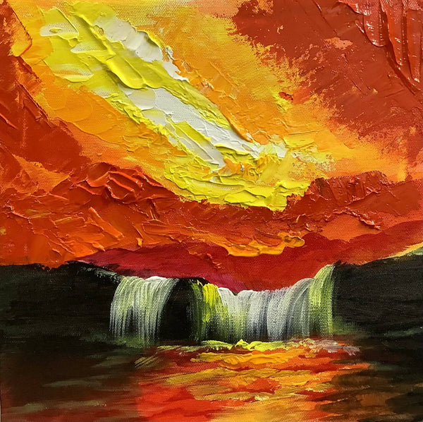 A waterfall scenery painting