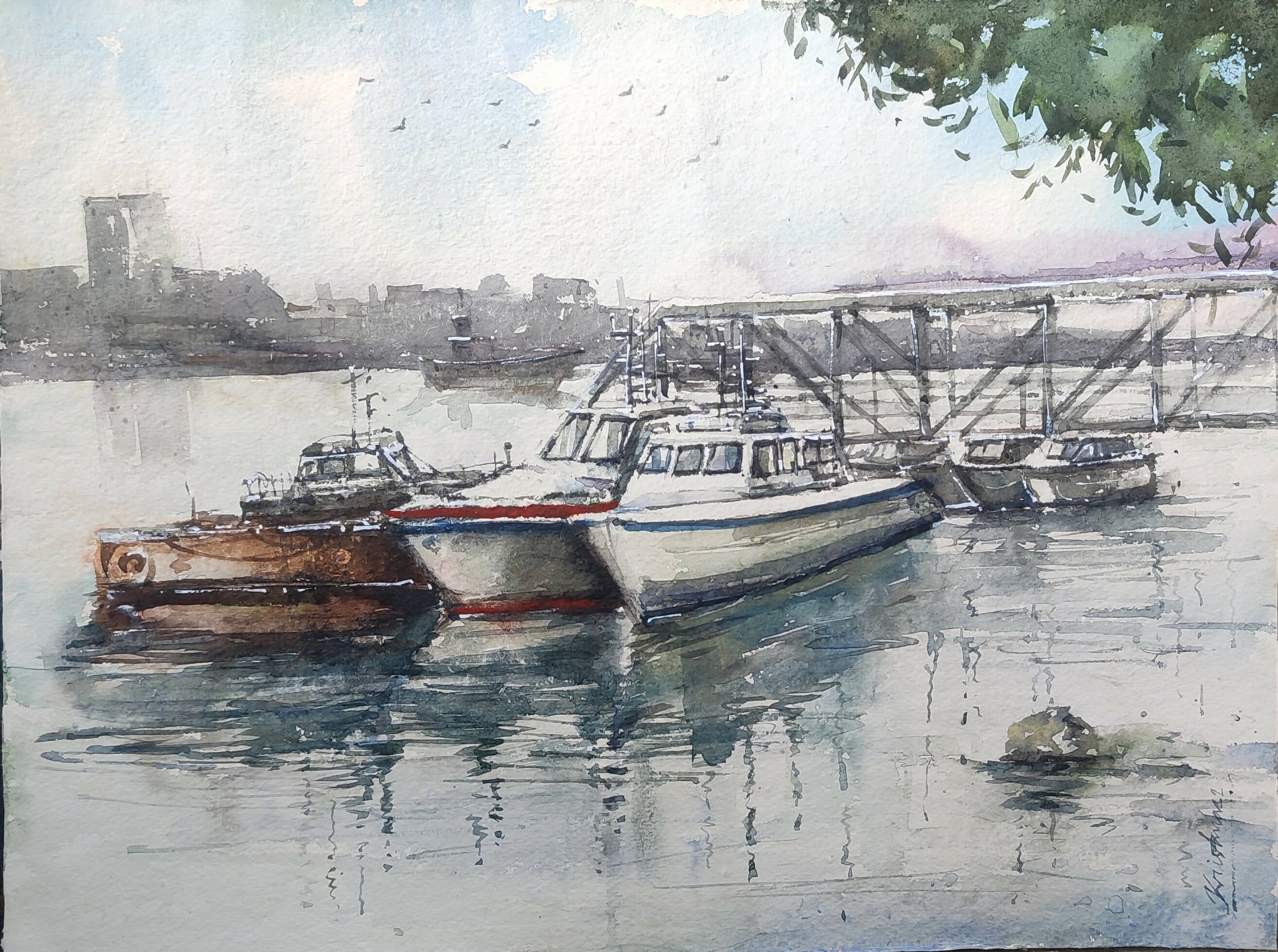 Kolkata Princepghat boats painting