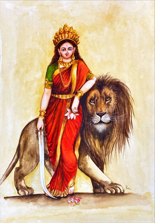 Print of Hand Painted Maa Durga