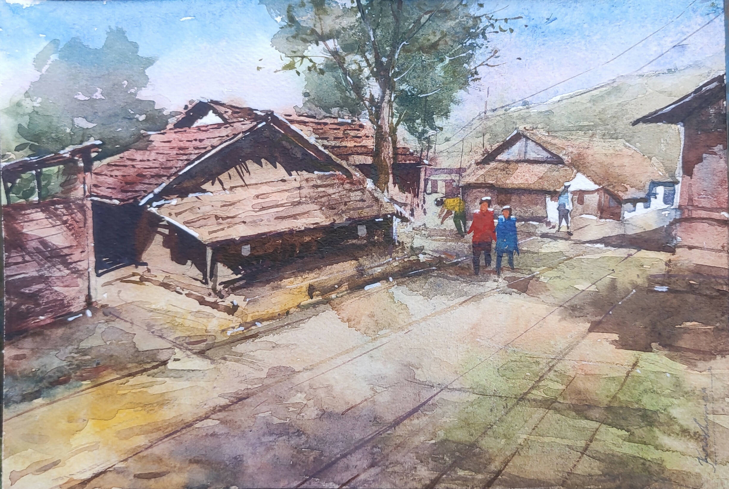 Kolkata street & Village (2 Painting)
