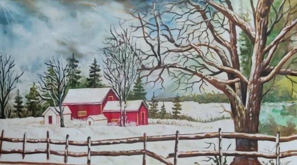 A snowy scenery painting